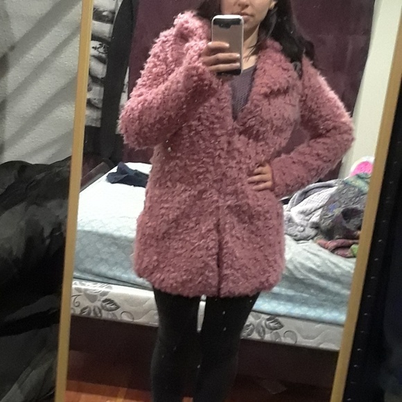 mauve teddy bear coat